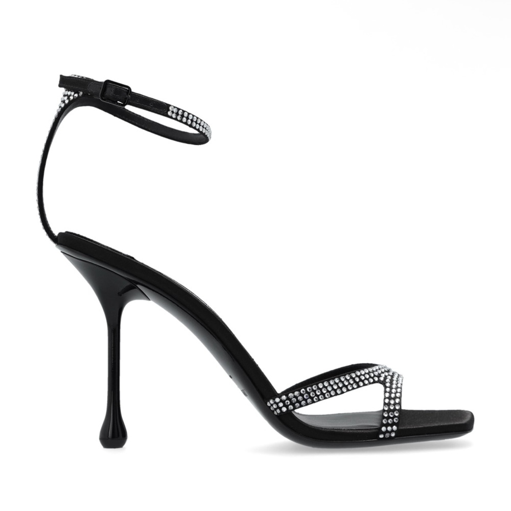 JIMMY CHOO Women's Ixia Embellished High Heel Sandals Rhinestone Black - Picture 3 of 14